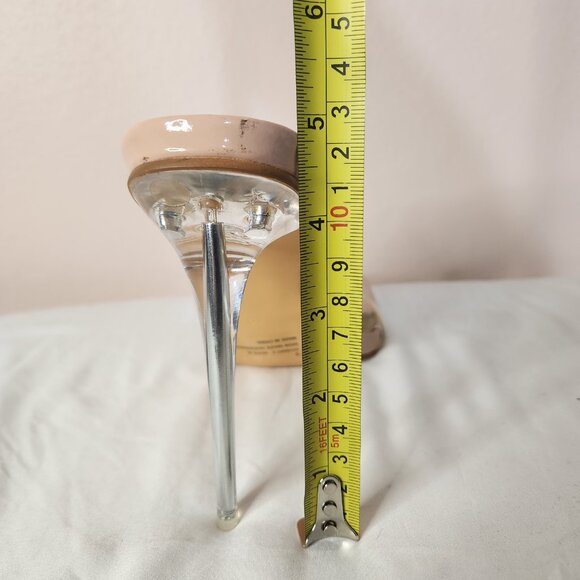 Fashion Nova Transparent Stiletto Heels Beige Bottoms Size 9 - Picture 9 of 9